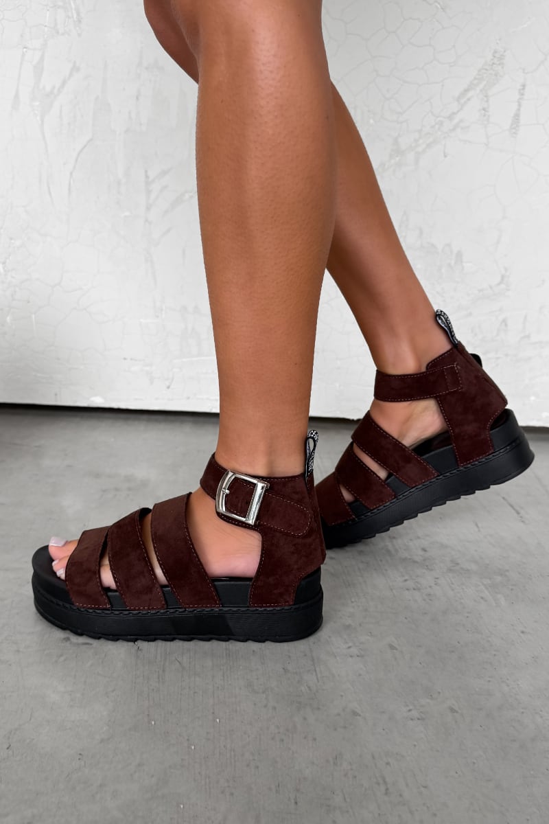 IMMI Chunky Gladiator Sandals - Brown Suede
