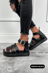 IMMI Chunky Gladiator Sandals - Smooth Black - 1