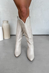IOWA Western Cowboy Boots - Cream PU - 1