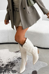 IOWA Western Cowboy Boots - Cream PU - 6