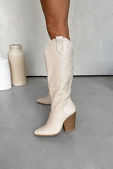 IOWA Western Cowboy Boots - Cream PU - 2