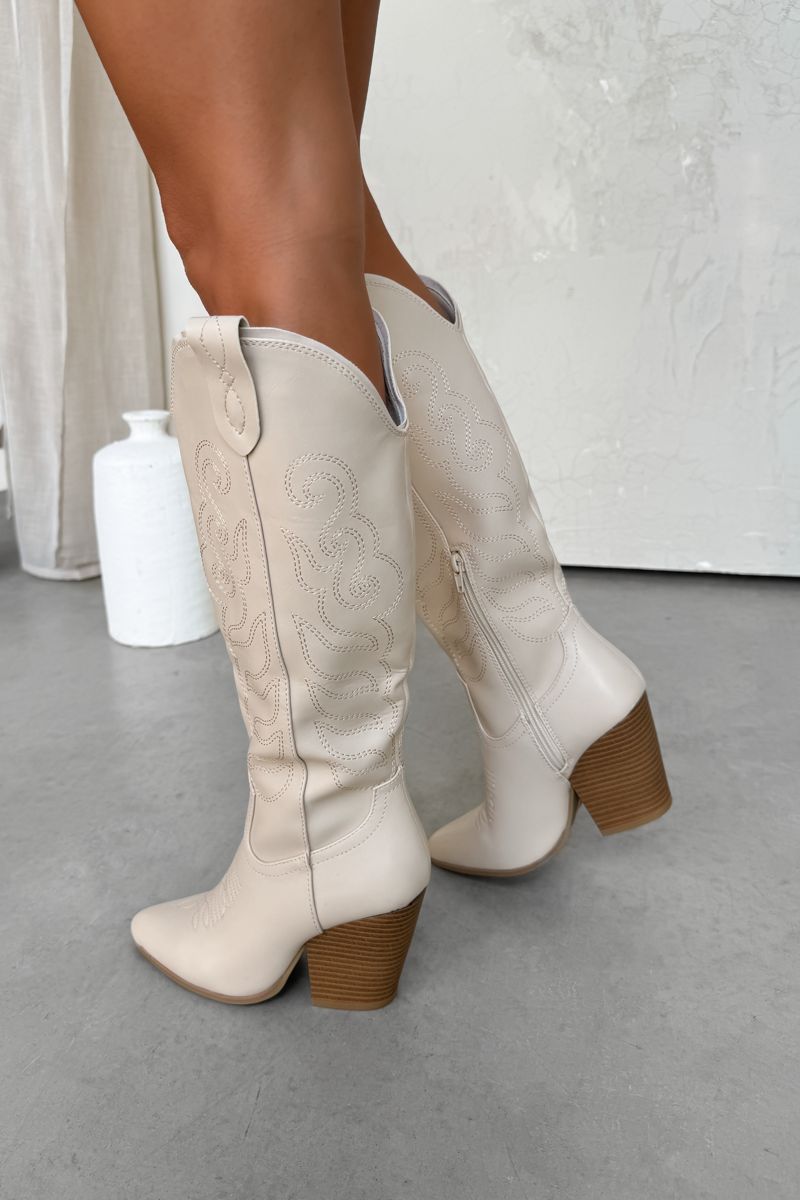 IOWA Western Cowboy Boots - Cream PU - 3