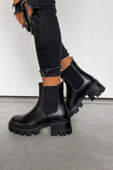 IVY Chunky Platform Ankle Boots - Black PU