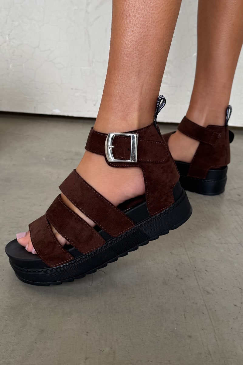 IMMI Chunky Gladiator Sandals - Brown Suede