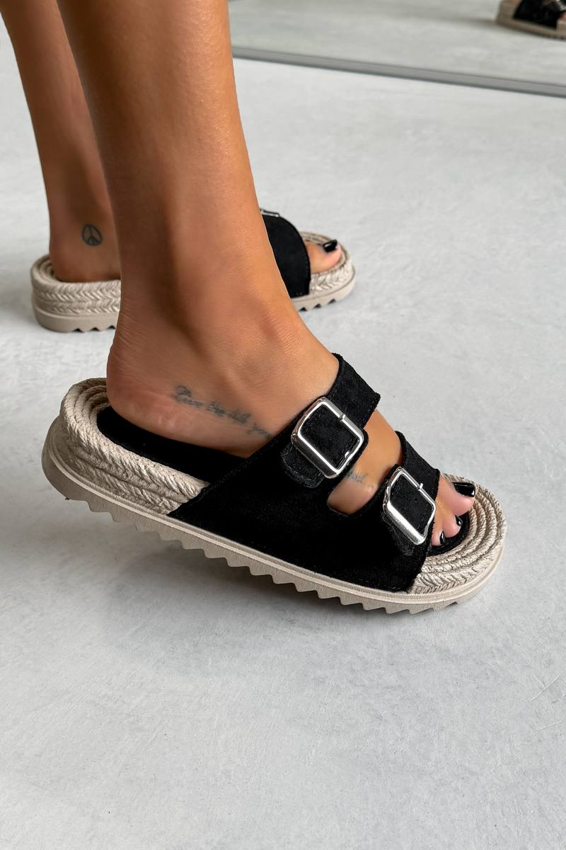 JOIE Chunky Espadrille Buckle Sandals Black – AJ VOYAGE