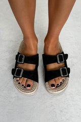JOIE Chunky Espadrille Buckle Sandals - Black - 3