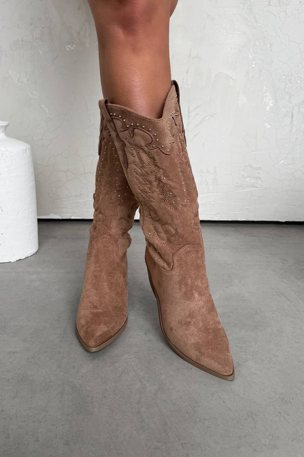 KANSAS Knee High Western Cowboy Boots - Camel