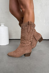 KANSAS Knee High Western Cowboy Boots - Camel - 5