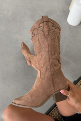 KANSAS Knee High Western Cowboy Boots - Camel - 2