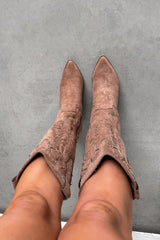 KANSAS Knee High Western Cowboy Boots - Camel - 3