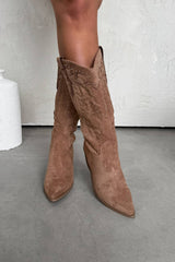 KANSAS Knee High Western Cowboy Boots - Camel