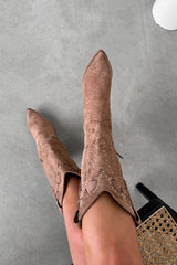 KANSAS Knee High Western Cowboy Boots - Camel - 1