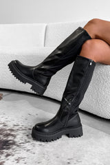 KATE Knee High Platform Boots - Black - 1