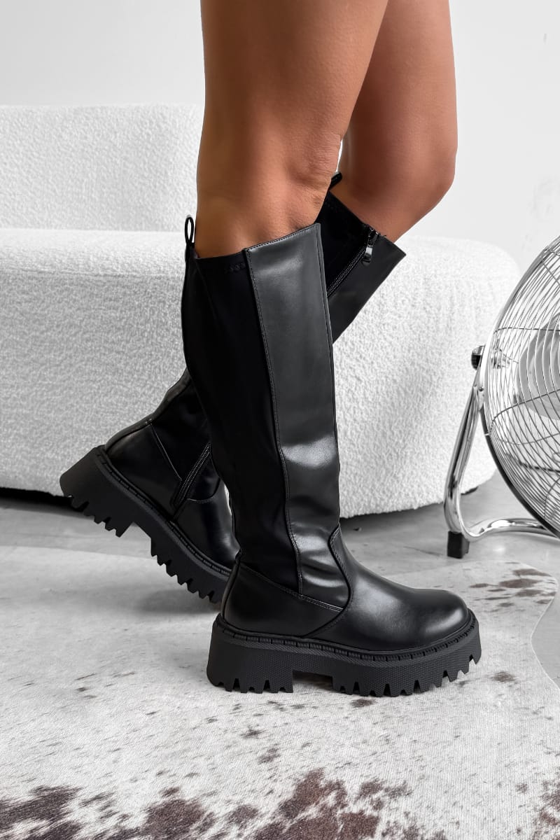 KATE Knee High Platform Boots - Black