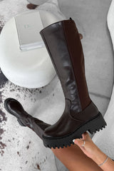 KATE Knee High Platform Boots - Brown - 2
