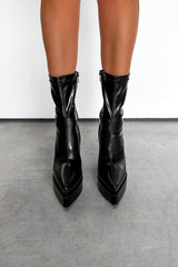 KITTY Platform sock Fit Boots - Black PU - 4