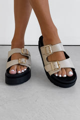 KORA Chunky Buckle Sandals - Beige - 1