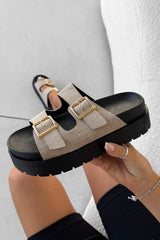 KORA Chunky Buckle Sandals - Taupe