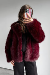 Faux Fur Jacket - Burgundy