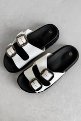 LEAH Chunky Buckle Sandals - White