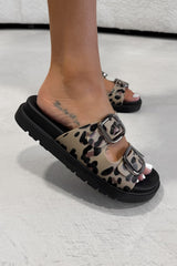 LEAH Chunky Buckle Sandals - Leopard - 3