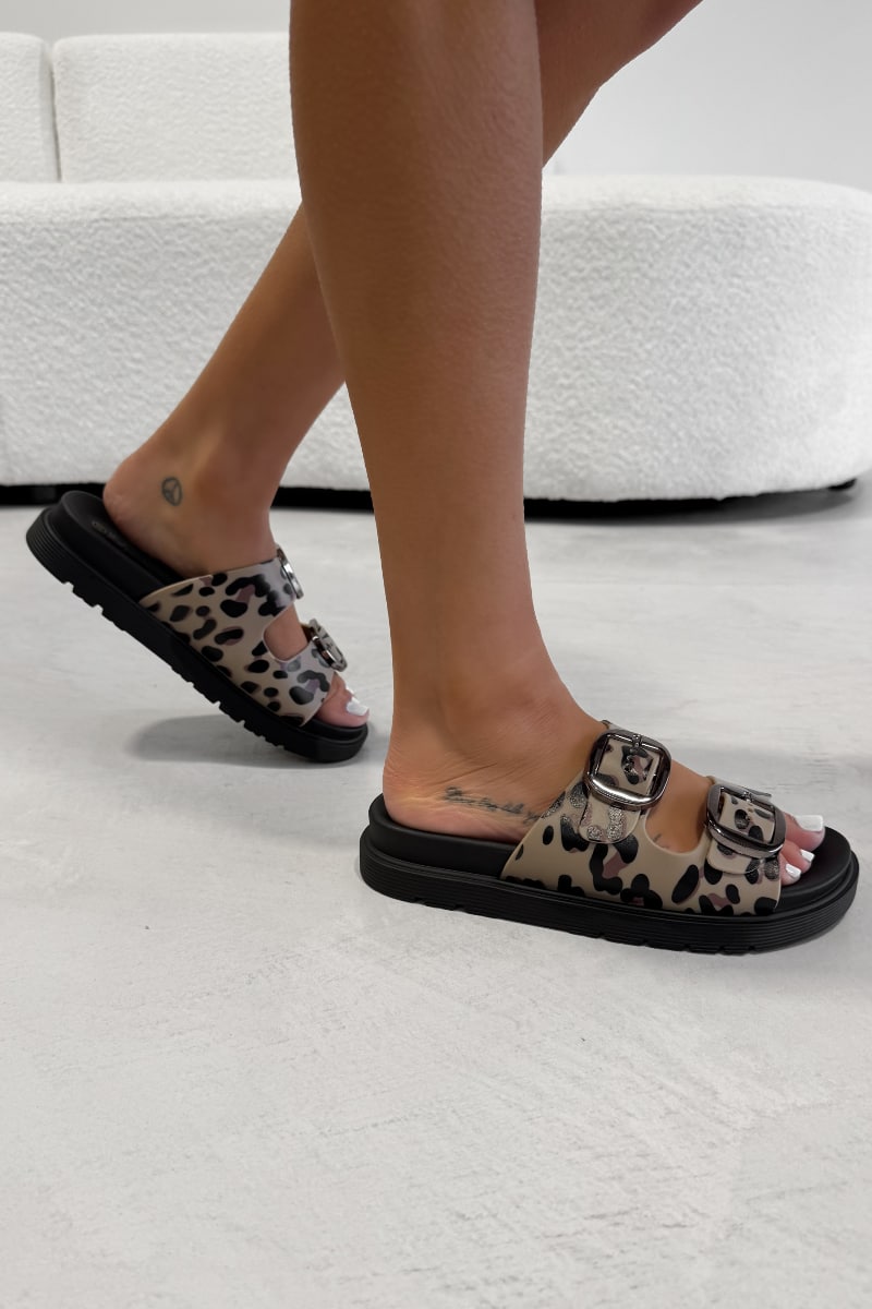 LEAH Chunky Buckle Sandals - Leopard - 4
