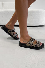 LEAH Chunky Buckle Sandals - Leopard - 4