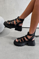 LEIA Chunky Gladiator Sandals - Black - 3