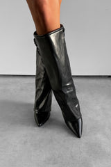 LENA Knee High Buckle Boots - Black - 4