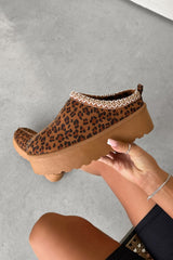 LEONA Suede Embroidered Chunky Slippers - Leopard - 2