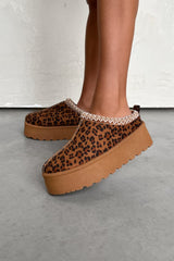 LEONA Suede Embroidered Chunky Slippers - Leopard - 1