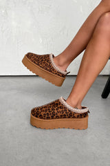 LEONA Suede Embroidered Chunky Slippers - Leopard - 3
