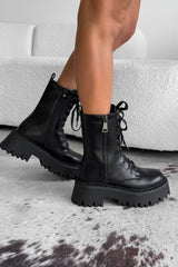 LEXUS Chunky Platform Zip Ankle Boots - Black PU - 2