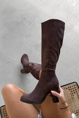 LIBBY Knee High Suede Boots - Brown - 3
