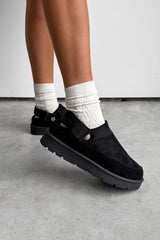 LIBBY Suede Ankle Strap Outdoor Slippers - Black - 1
