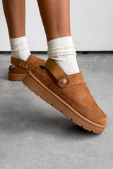 LIBBY Suede Ankle Strap Outdoor Slippers - Chestnut - 1