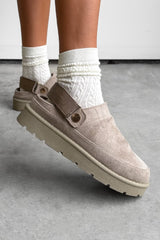 LIBBY Suede Ankle Strap Outdoor Slippers - Mushroom - 1
