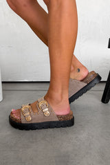 LILA Chunky Studded Buckle Sandals - Beige - 2