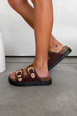 LILA Chunky Studded Buckle Sandals - Black - 2