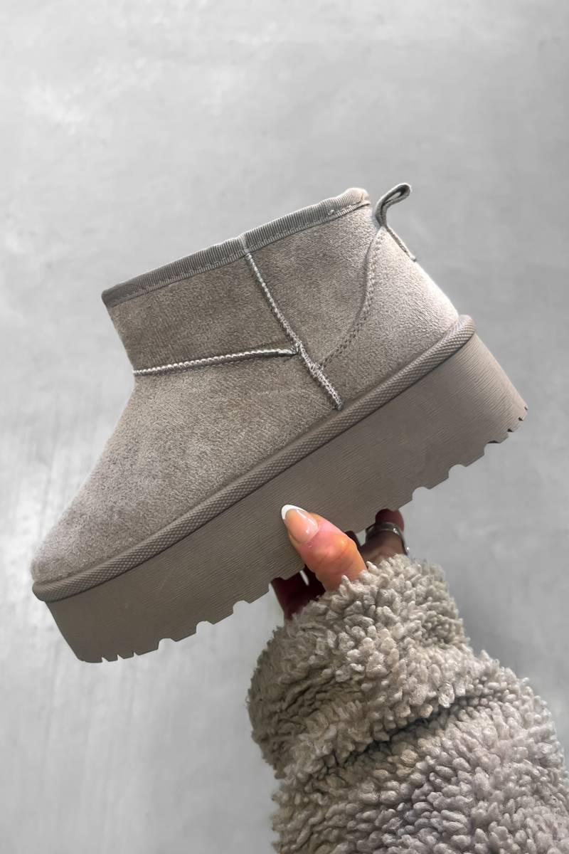 LOTTIE Ultra Mini Platform Ankle Boots - Mushroom