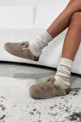 LOLA Faux Fur Outdoor Slipper Clog - Beige