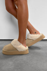 LUCIA Mini Platform Ankle Slippers - Beige - 3