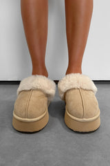 LUCIA Mini Platform Ankle Slippers - Beige - 2