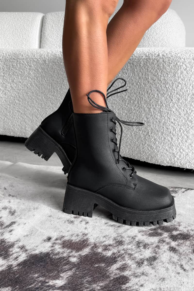 LUNA Chunky Platform Ankle Boots - Black - 2