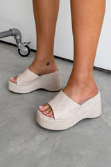 MAE Woven Wedge Sandals - Beige