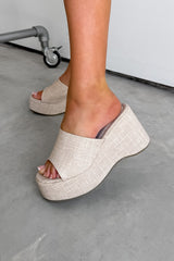 MAE Woven Wedge Sandals - Beige