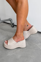 MAE Woven Wedge Sandals - Beige
