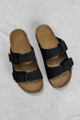 MAI Chunky Buckle Cork Sandals - Black