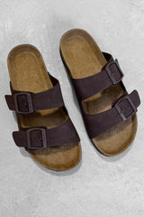 MAI Chunky Buckle Cork Sandals - Brown - 1