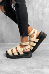 MAKE ME Chunky Gladiator Sandals - Beige - 2